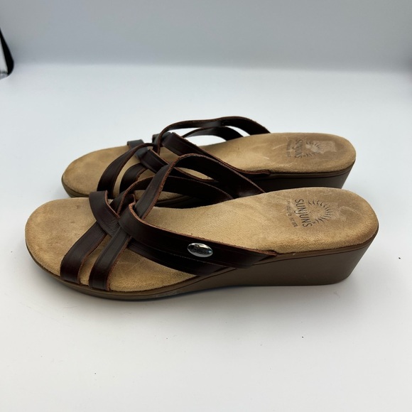Bass Vintage Women's Brown‎ Wedge Sandals Sunjuns - Picture 1 of 7